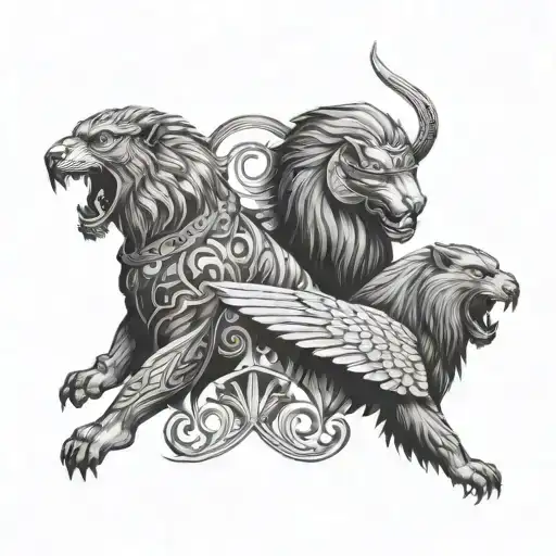 Leo And Panther And Eagle And Warrior Knight