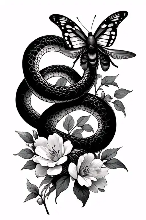 Snake Flowers Bird Butterfly Bumblebee