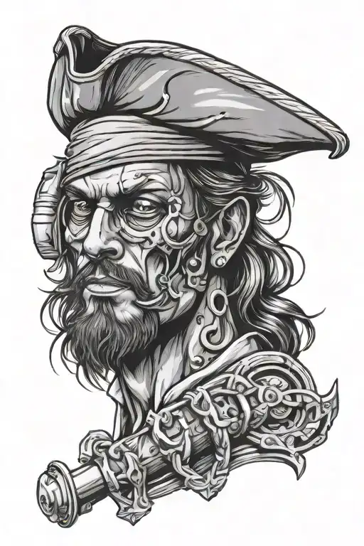 Pirate Wearing Police Equipment Intertwined