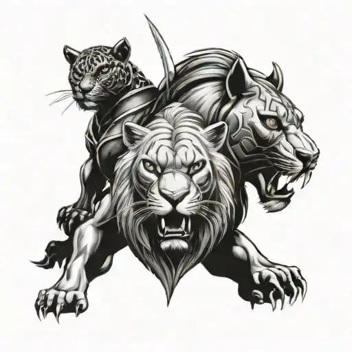 Leo And Panther And Warrior Knight