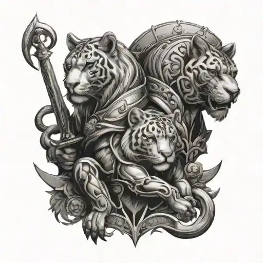 Leo And Panther And Warrior Knight