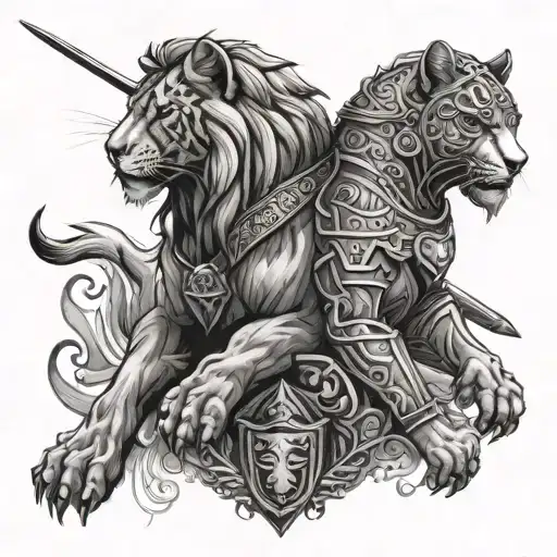 Leo And Panther And Warrior Knight