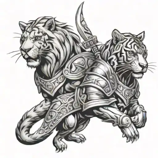 Leo And Panther And Warrior Knight