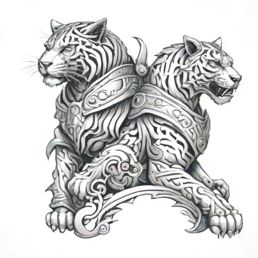 Leo And Panther And Warrior Knight