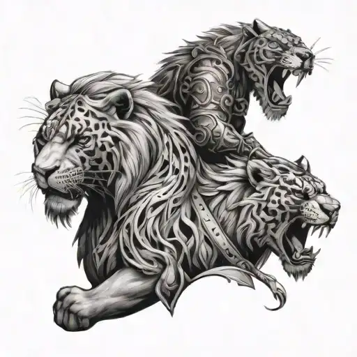 Leo And Panther And Warrior Knight