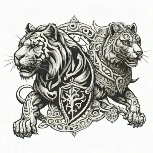 Leo And Panther And Warrior Knight