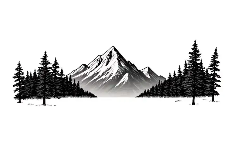 Mountain Scene With Trees