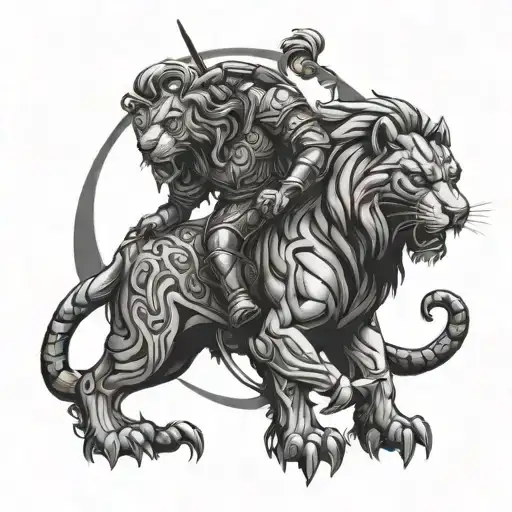 Leo And Panther And Warrior Knight