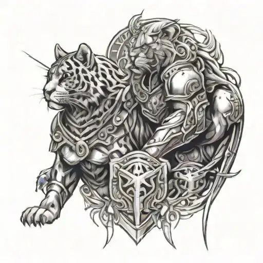 Leo And Panther And Warrior Knight