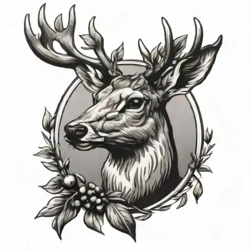 A Deer Holding An Olive Branch In His Mouth