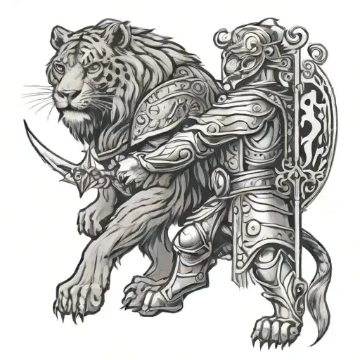 Leo And Panther And Warrior Knight