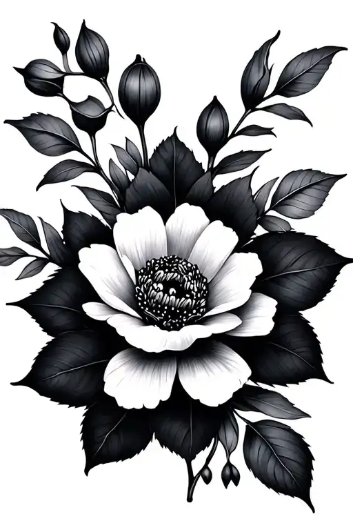 Black And Grey Floral Design Romantic