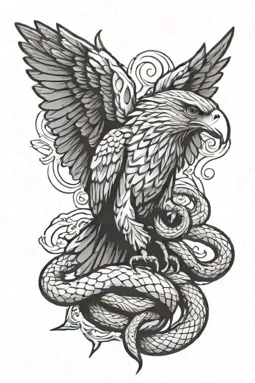 Hawk Holding Snake Slithering