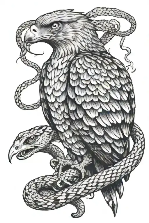 Hawk Holding Snake Slithering