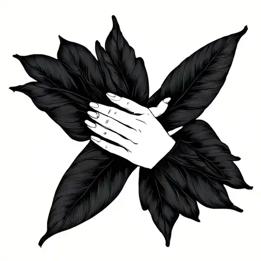 Minimalist Line Drawing Of Two Hands Gently Touching