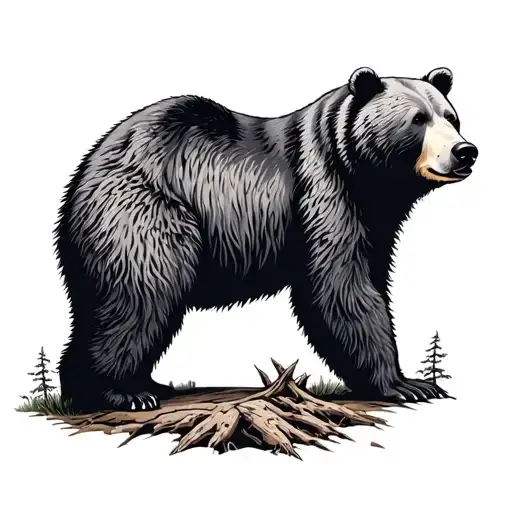 Wooded Scene A Bear