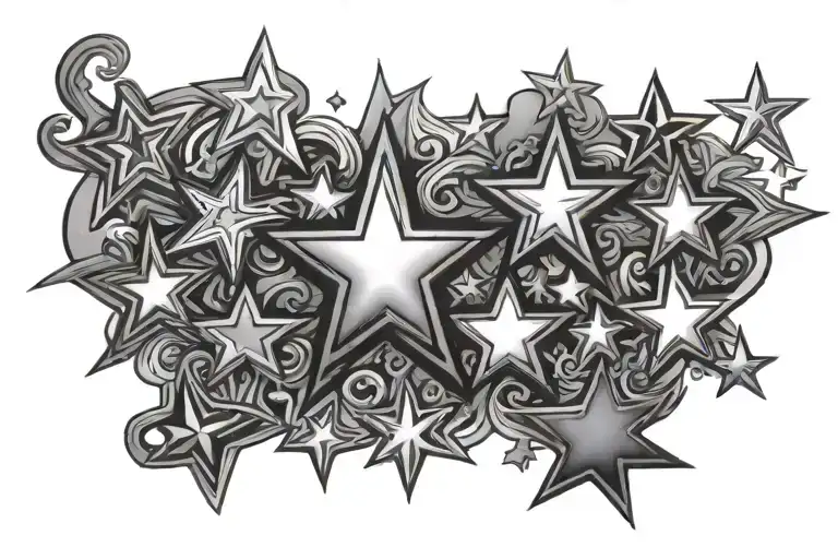 5 Horizontal Stars Of Different Sizes At The Lower Back