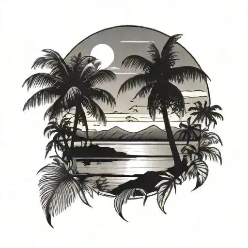 Reunion Island Tropics Sunset Reflecting