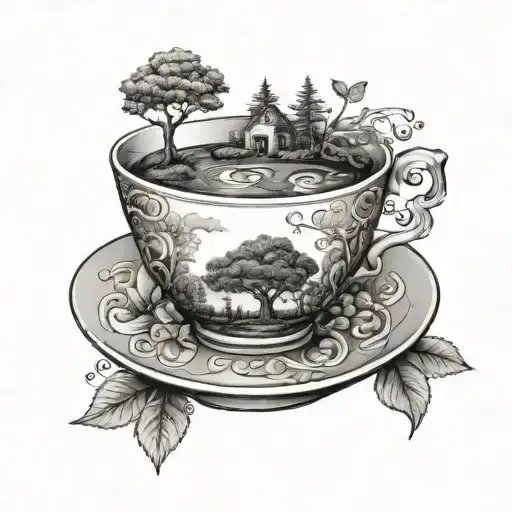 Teacup With Tree Scenery
