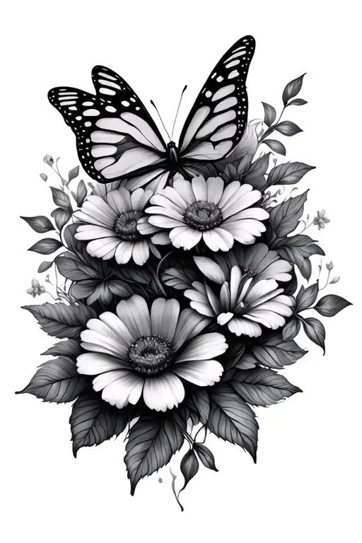 Flowers And Butterflies Intertwined