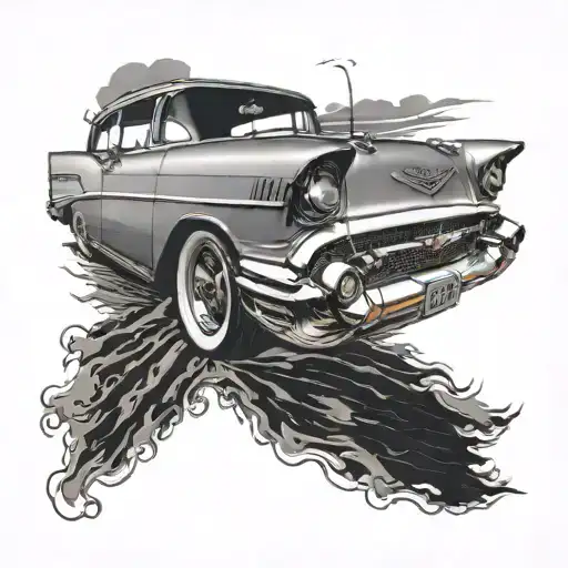 57 Chevy Bel Air Driving Into Sunset