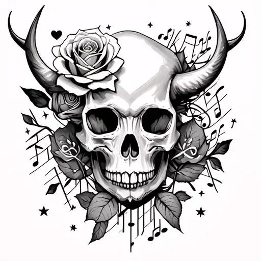 Skull Roses Stars Music Notes Hearts Taurus