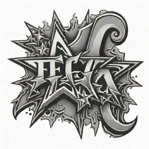 Feg Letters In Graffiti With Three Stars And One Sun In Background