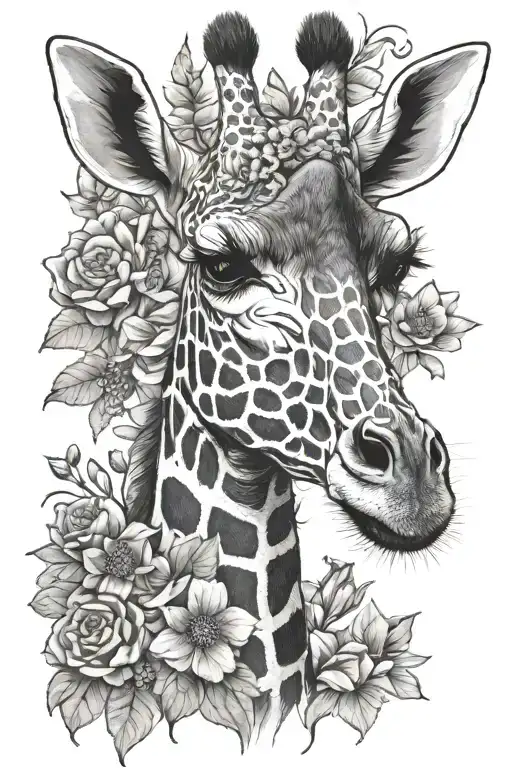 Giraffe With July Birth Flowers