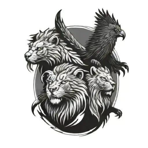 Eagle Lion Family Diving Cat