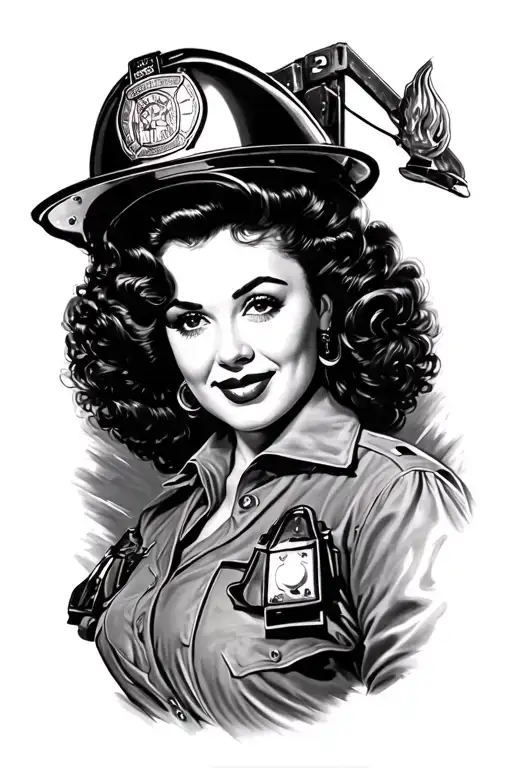 Betty Davis Pinup As Firefighter