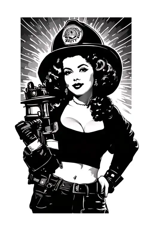 Betty Davis Pinup As Firefighter Traditional
