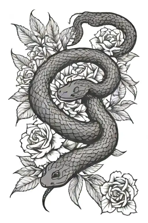 Snake And Flowers