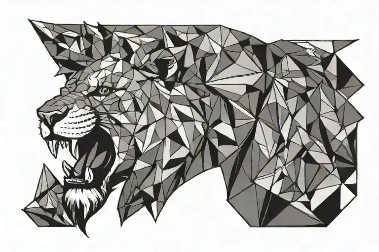 Geometric Lion Roaring