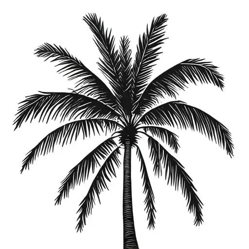 Palm Tree Minimalistic And With Not Very Simple And With Thin But Not So Much Lines