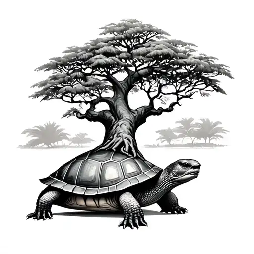Baobab Tree Growing On Tortoise