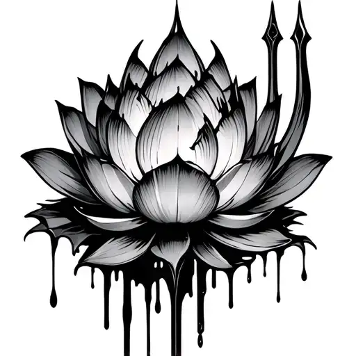 Blood Dripping Lotus With Sharp Trident