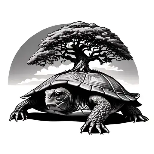 Baobab Tree Growing On Tortoise With Realistic Look