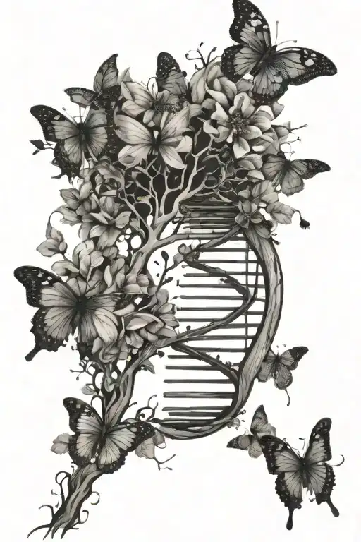 Dna Tree W Butterflies
