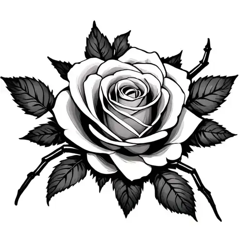 Spider And Rose Behind Ear Sitting