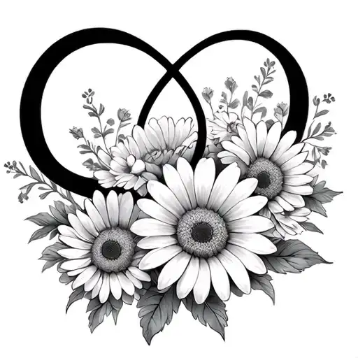Infinity Symbol With Daisies And Chrysanthemums