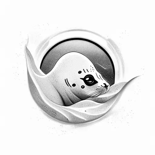 Seal With Wave Background