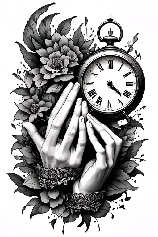 Time Heals All With Clock & Prayer Hands