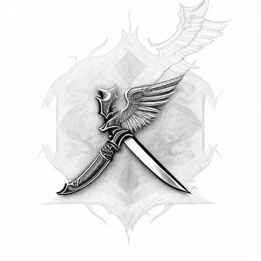 Winged Sword With Scroll