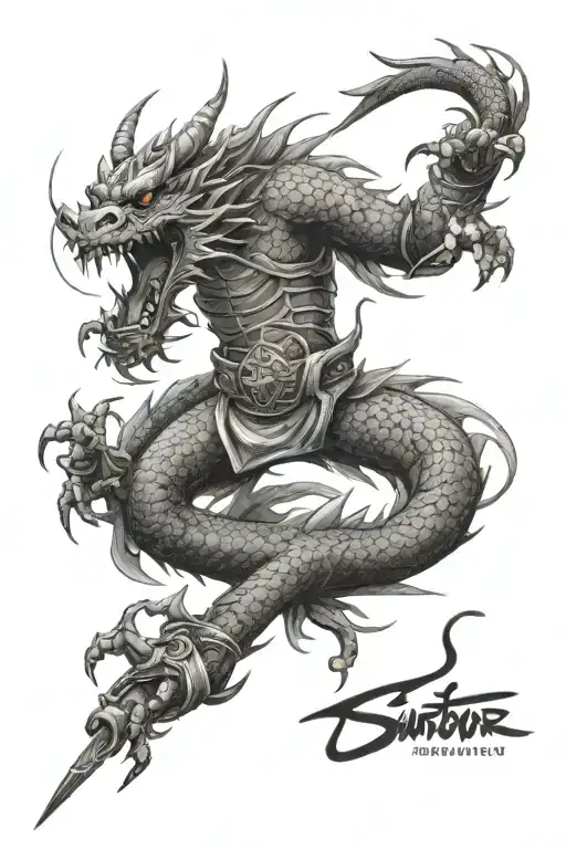 Dragon And Samurai Warrior