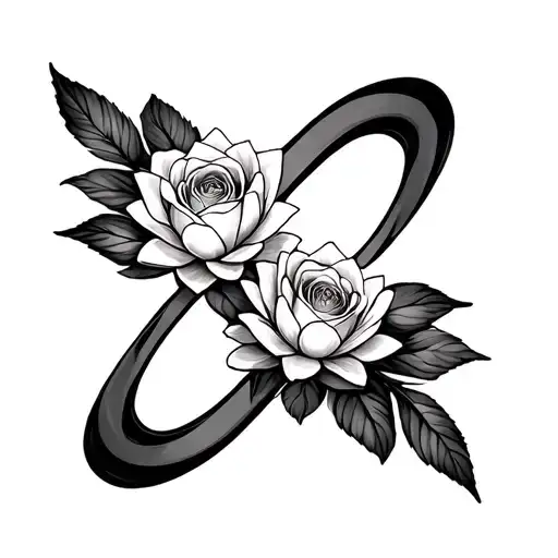 Rose And Water Lilly Infinity Symbol Mother Daughter