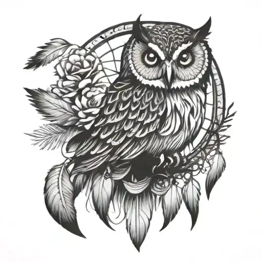 A Dreamcatcher With An Owl Sitting On It