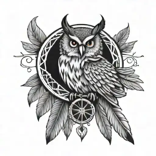 A Dreamcatcher With An Owl Sitting On It