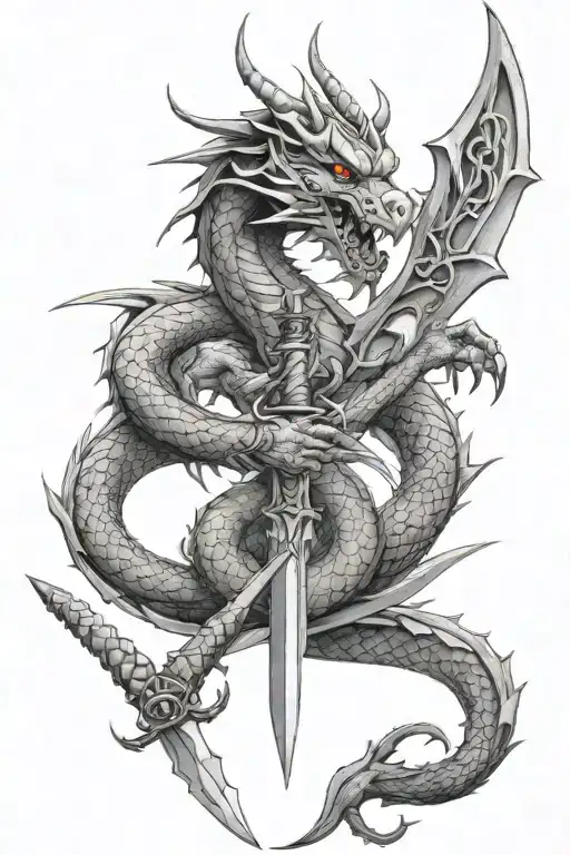 Dragon And Sword Intertwined