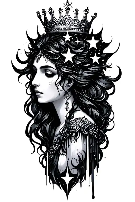 Goddess Of Night With A Crown Of Stars