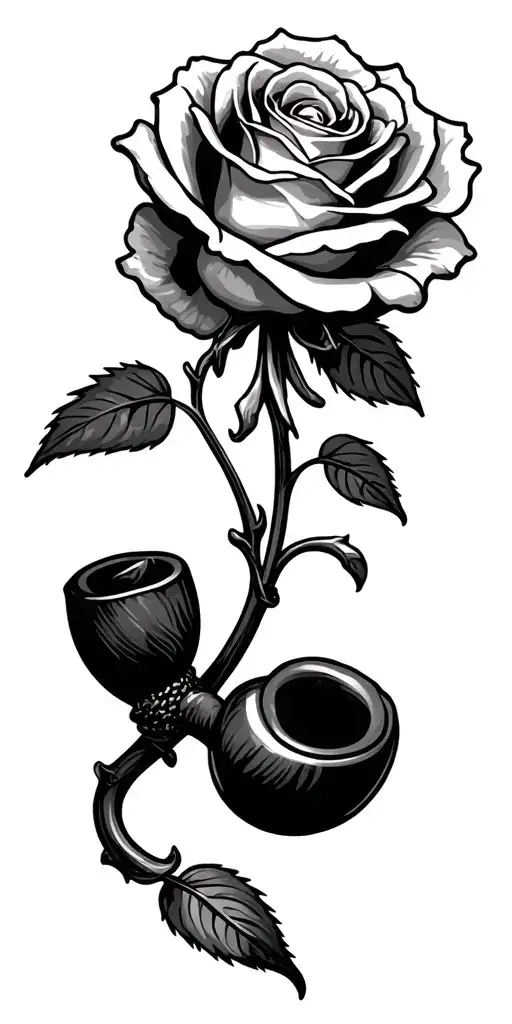 Rose With Smoking Pipe -Shaped Stem